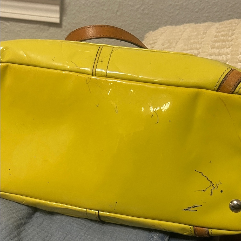Coach Yellow Patent Leather Shoulder Bag - Picture 6 of 6